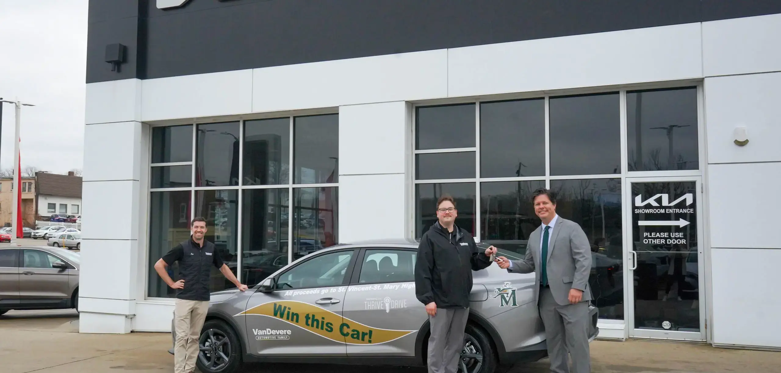 STVM Irish Car Raffle winner receiving the keys to their new vehicle.