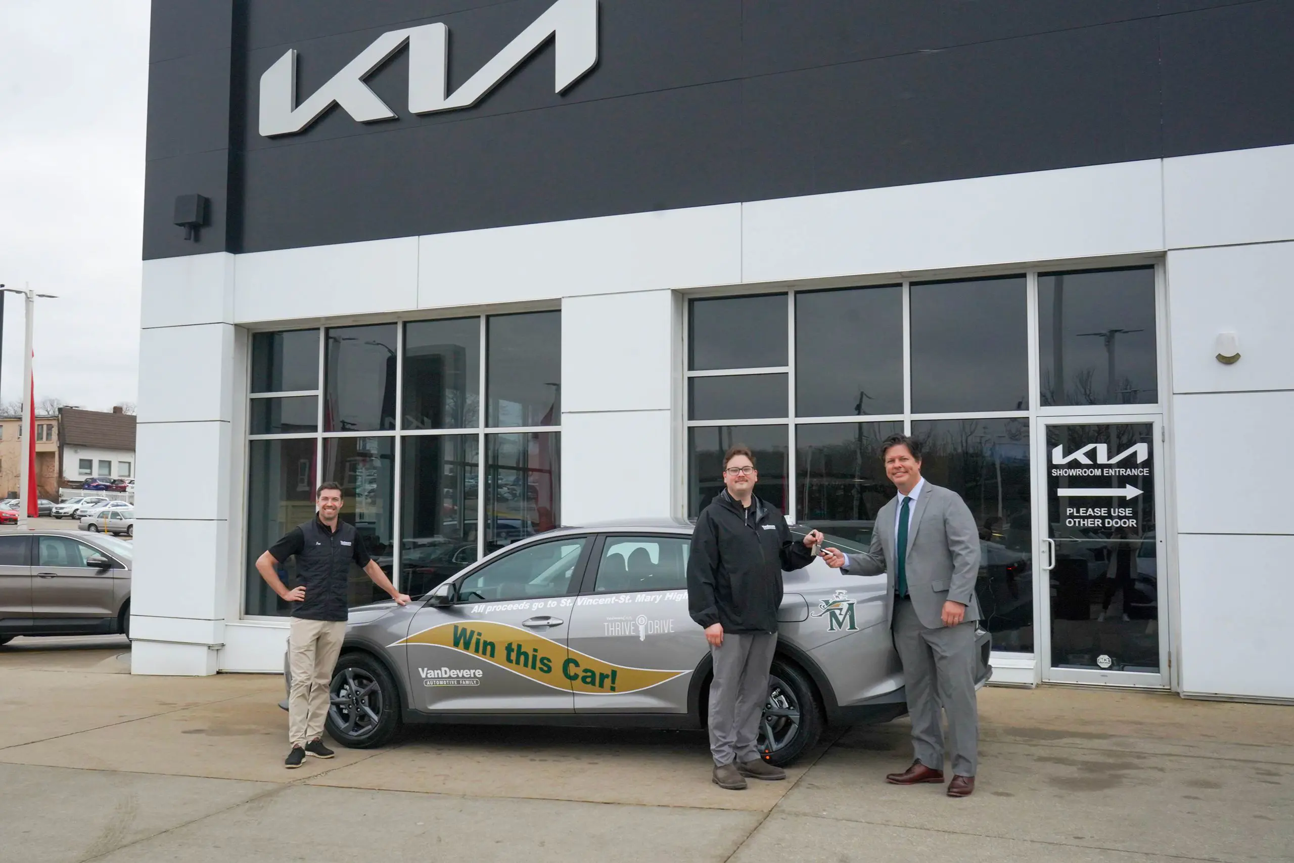 STVM Irish Car Raffle winner receiving the keys to their new vehicle.