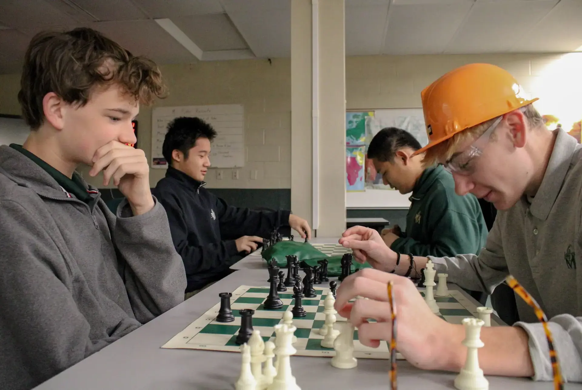 St. Vincent-St. Mary High School students playing chess.