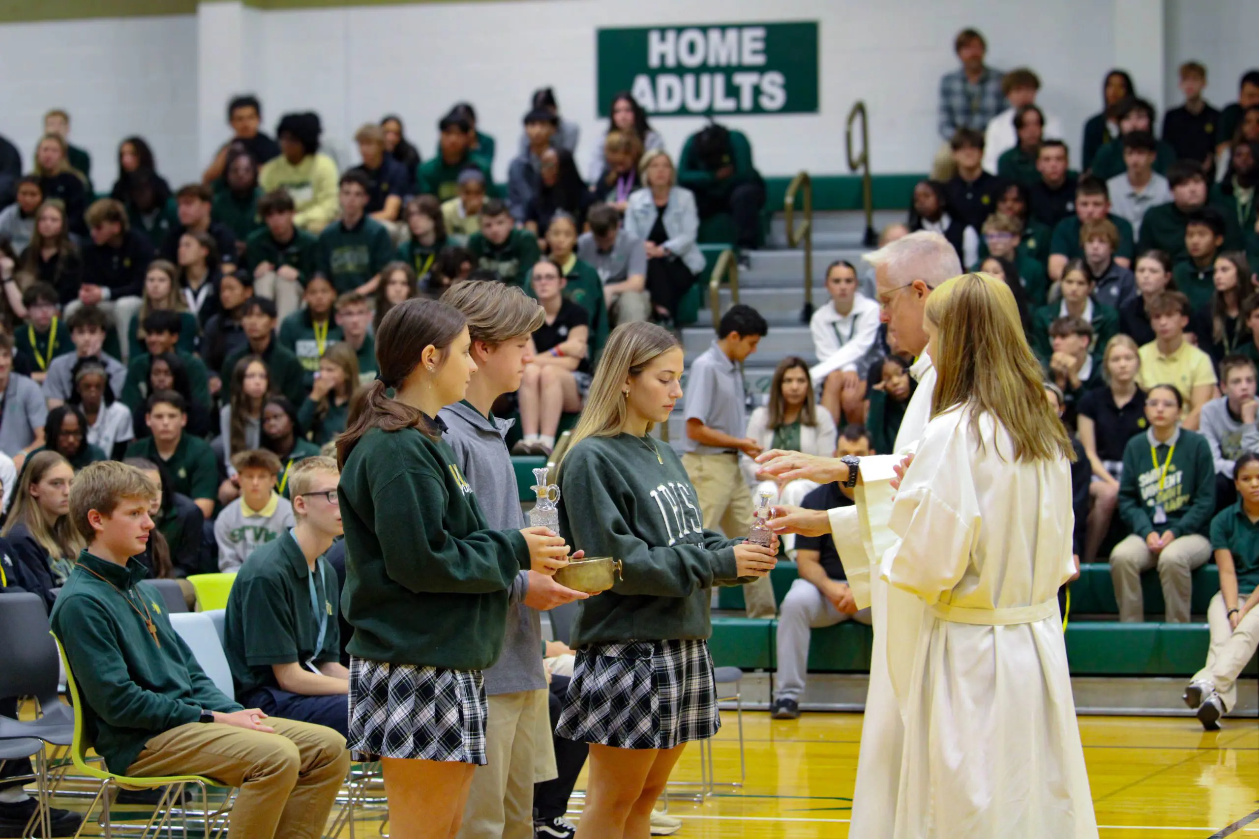 St. Vincent-St. Mary High School students in prayer.