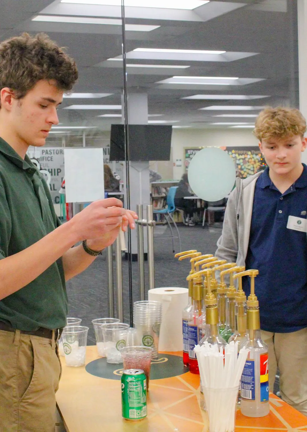 St Vincent St Mary High School students setting up for an open house event.