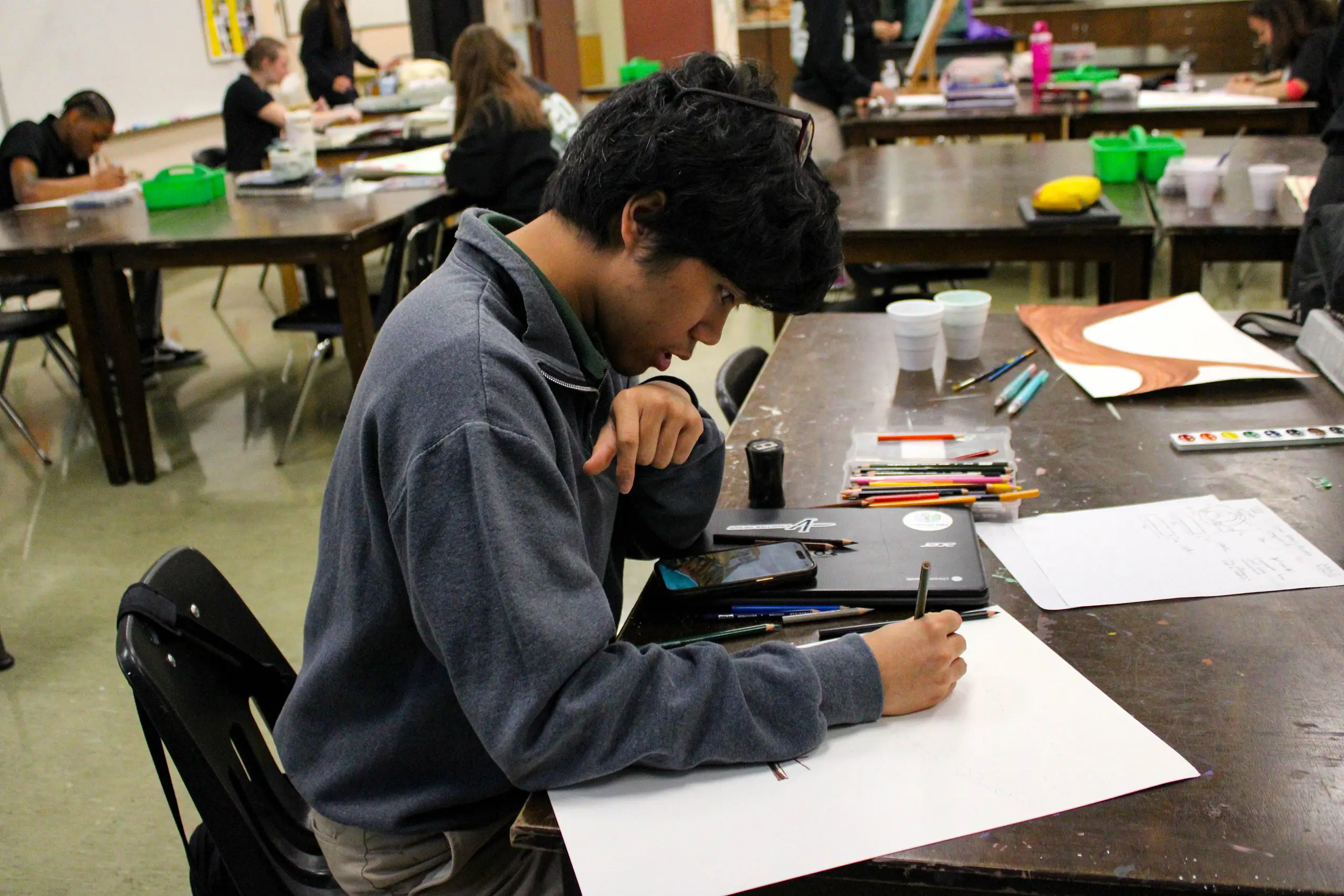 STVM student conducting an experiment in a science class.