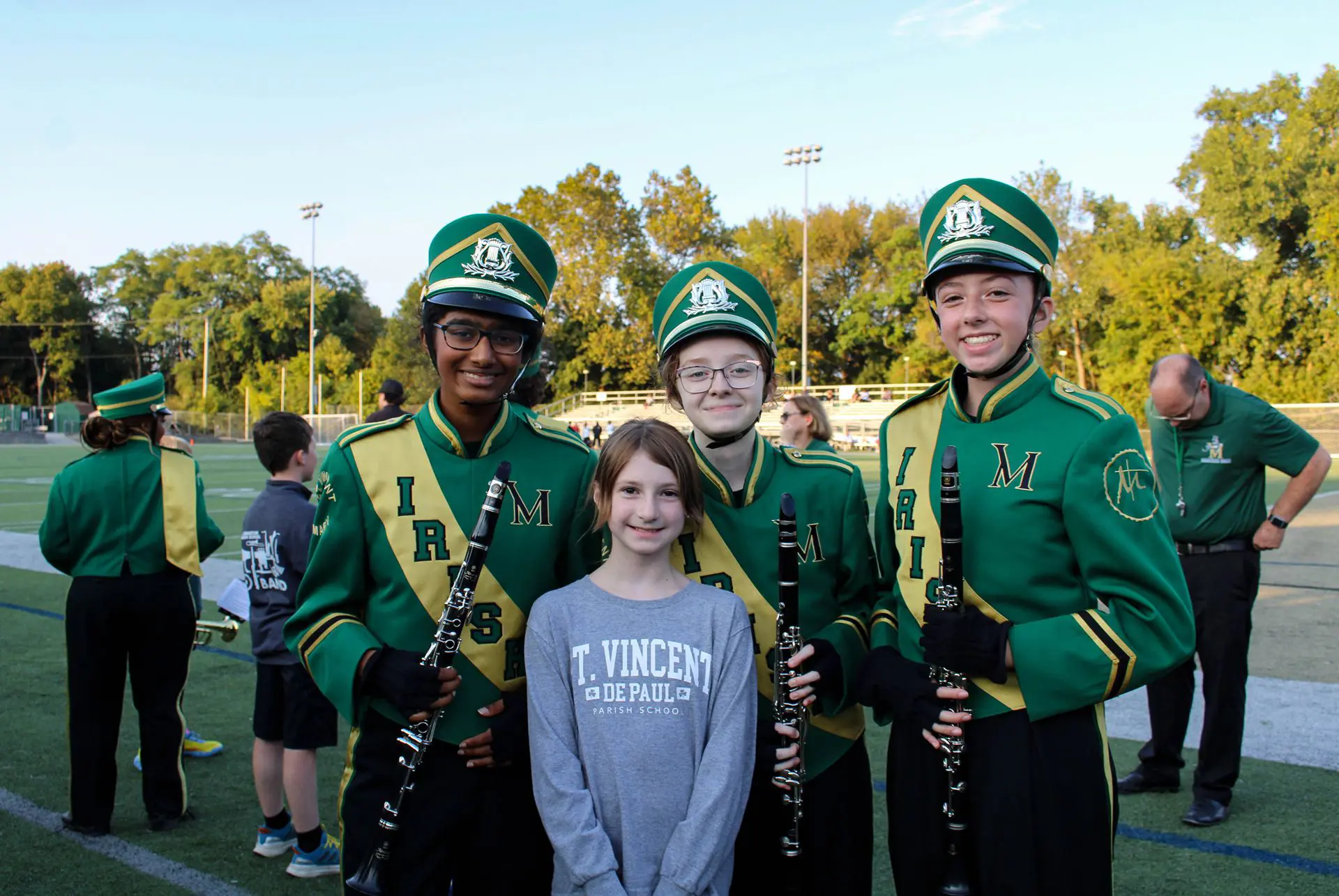 St Vincent St Mary High School Band members on athletics field