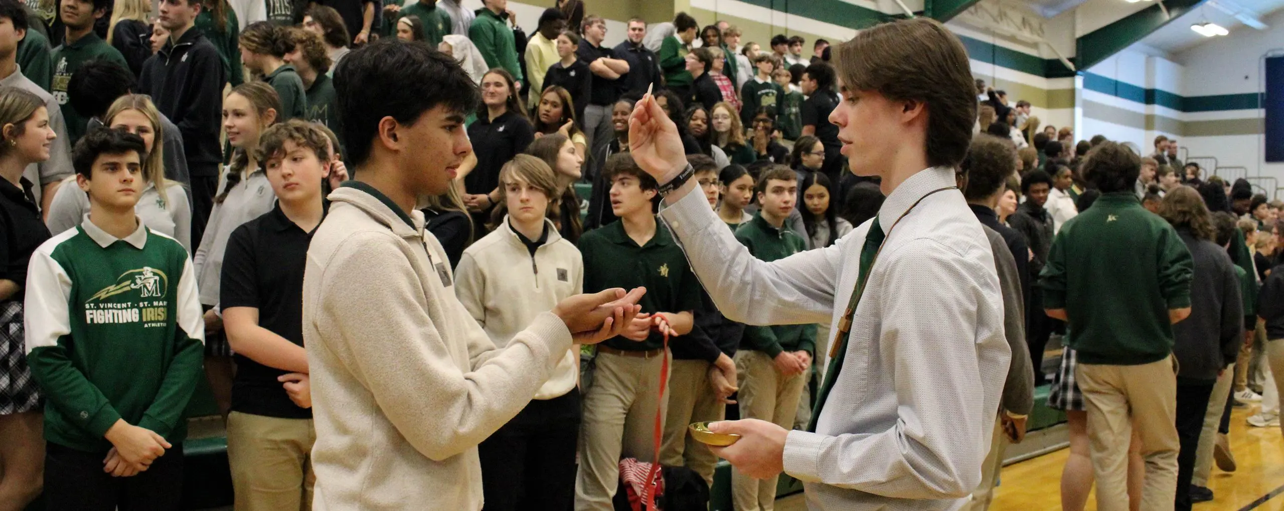 St Vincent St Mary High School students taking part in the Eucharist.