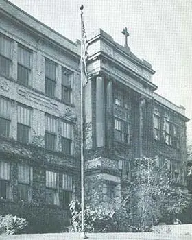 Historic photograph of St. Vincent High School, founded in 1907.
